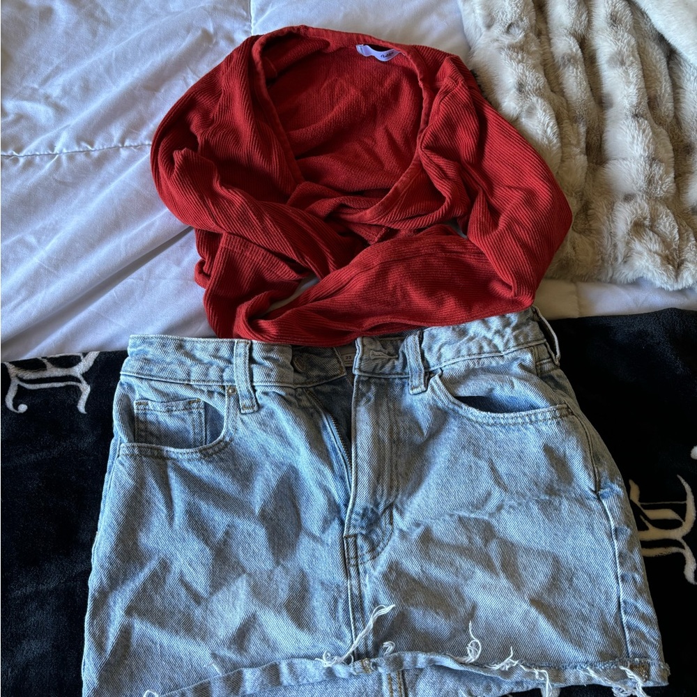 PacSun Light Blue Denim Mini Skirt